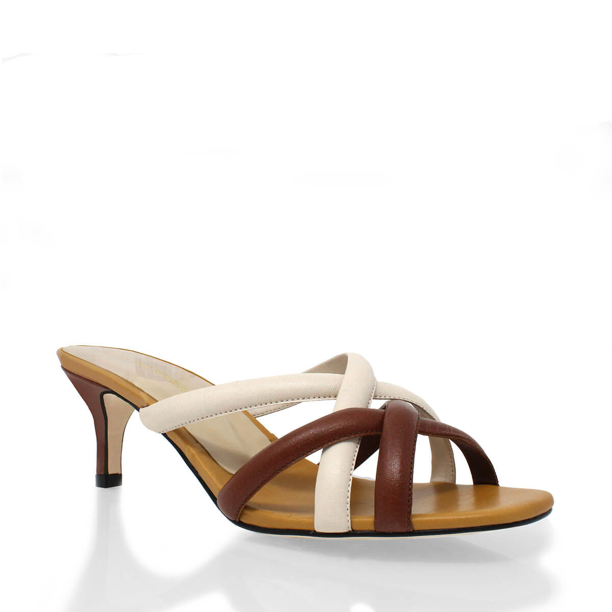 ALDA 60 - Mostaza y Cafe Regina Romero Zapato Sandalia Zapatilla Tacon Bajo Para Dama en Piel