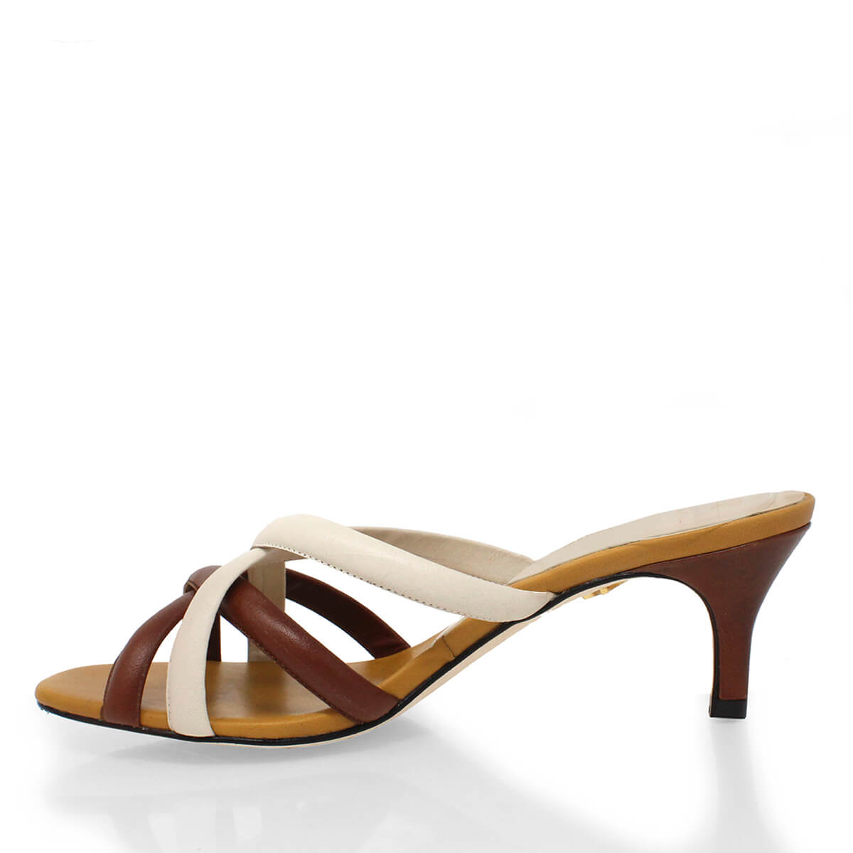 ALDA 60 - Mostaza y Cafe Regina Romero Zapato Sandalia Zapatilla Tacon Bajo Para Dama en Piel