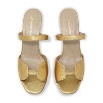 VEGA 60 - Gold Regina Romero Low Heel Sandal Shoe for Women in Leather