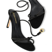 ELOISE 85 GLAM - Ante Negro Regina Romero Zapato Sandalia Zapatilla Tacon Alto Para Dama en Piel