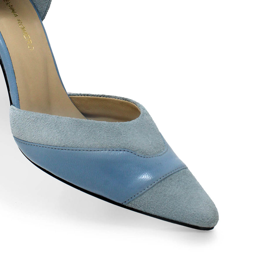 RANIA 75 - Azul Claro Regina Romero Zapato Zapatilla Tacon Alto Para Dama en Piel