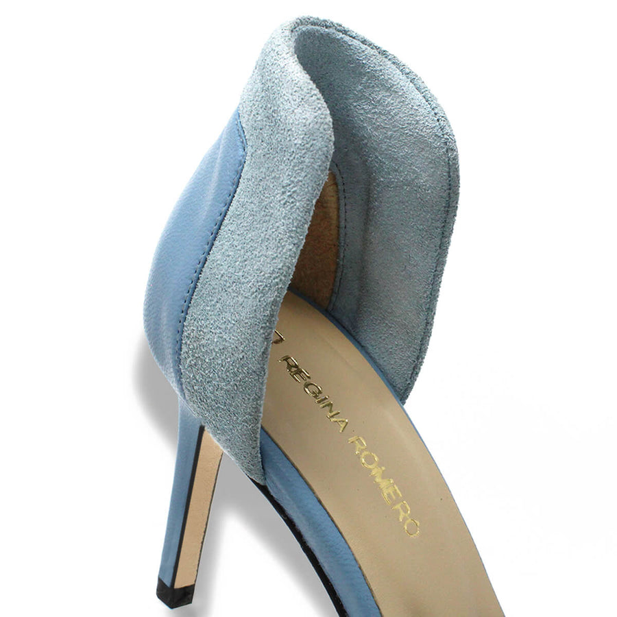 RANIA 75 - Azul Claro Regina Romero Zapato Zapatilla Tacon Alto Para Dama en Piel