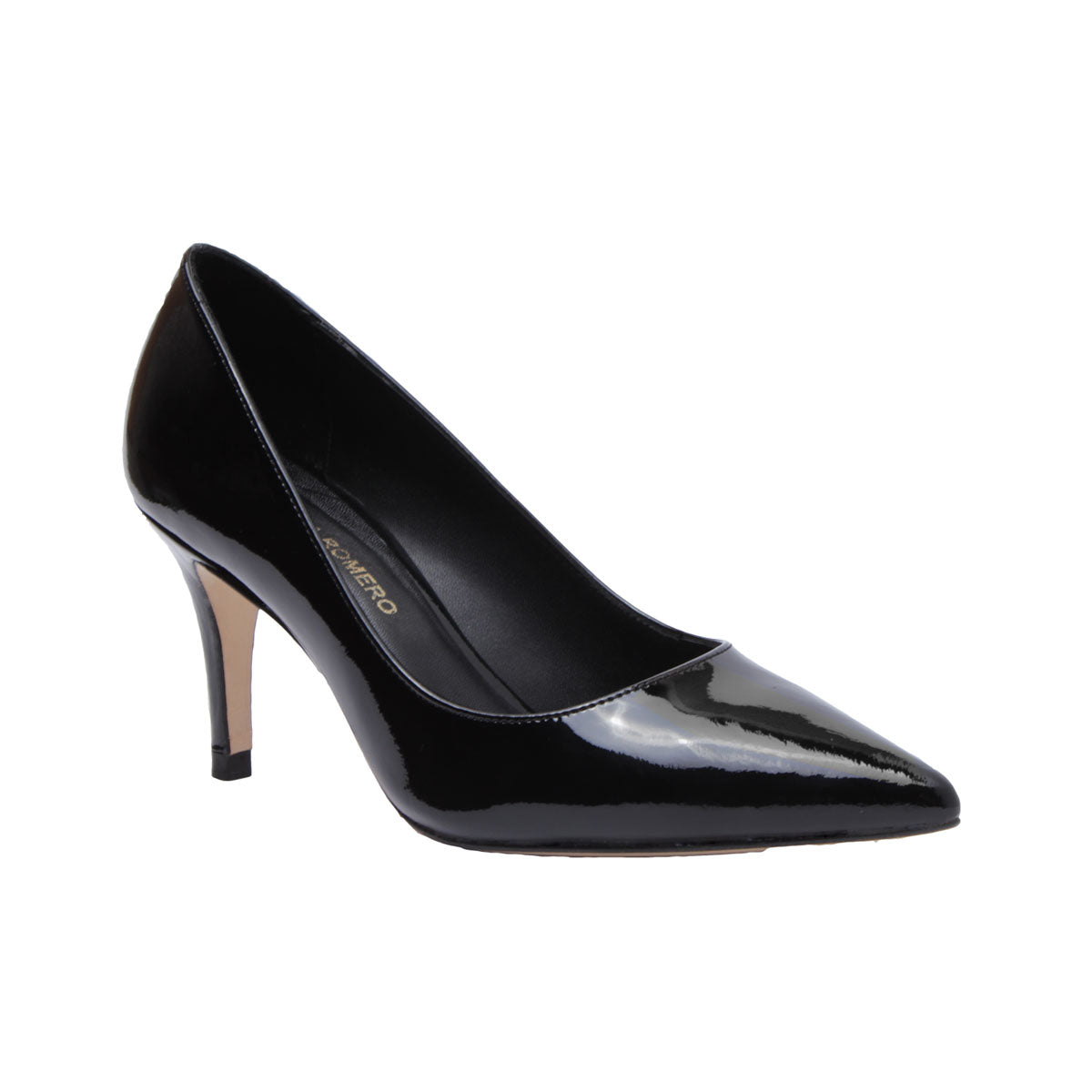 REGINA PUMP 75 - Charol Negro Regina Romero Zapato Zapatilla Tacon Alto Para Dama en Piel