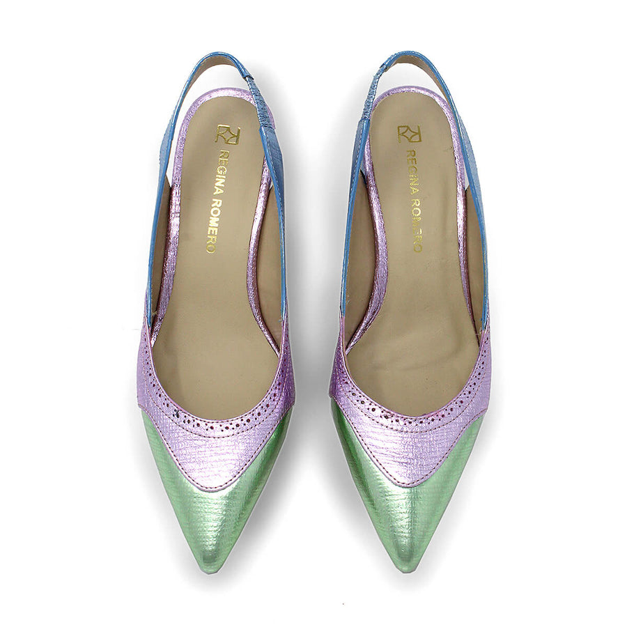 LIZZY 50 - Mix Pastel Regina Romero Zapato Zapatilla Tacon Bajo Para Dama en Piel