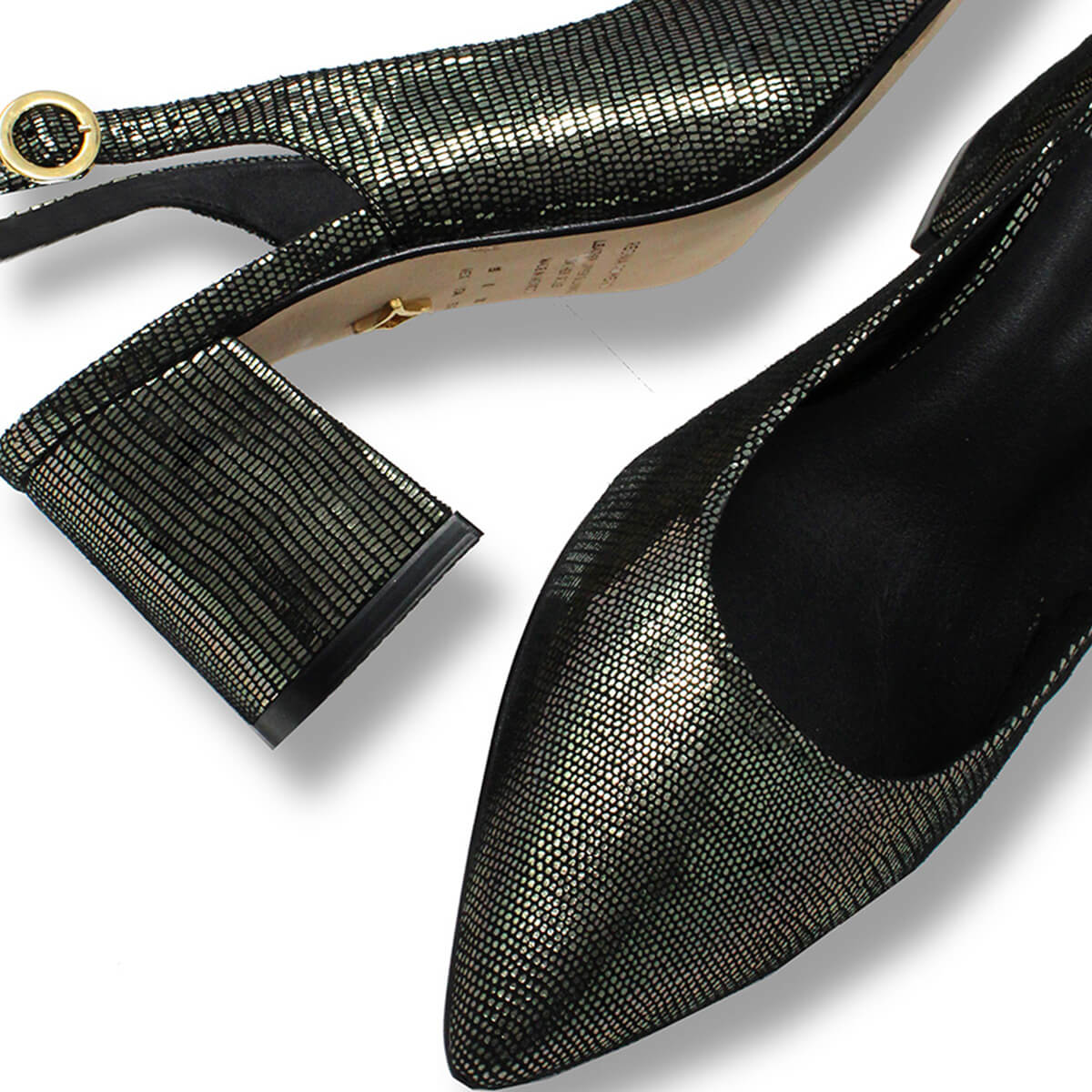 TANIA 50 - Negro Inox Regina Romero Zapato Zapatilla Tacon Bajo Para Dama en Piel