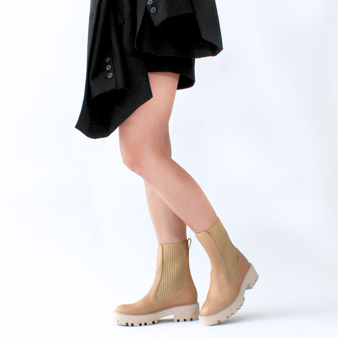 HERA - Beige Regina Romero Women's Leather Ankle Boot Shoe