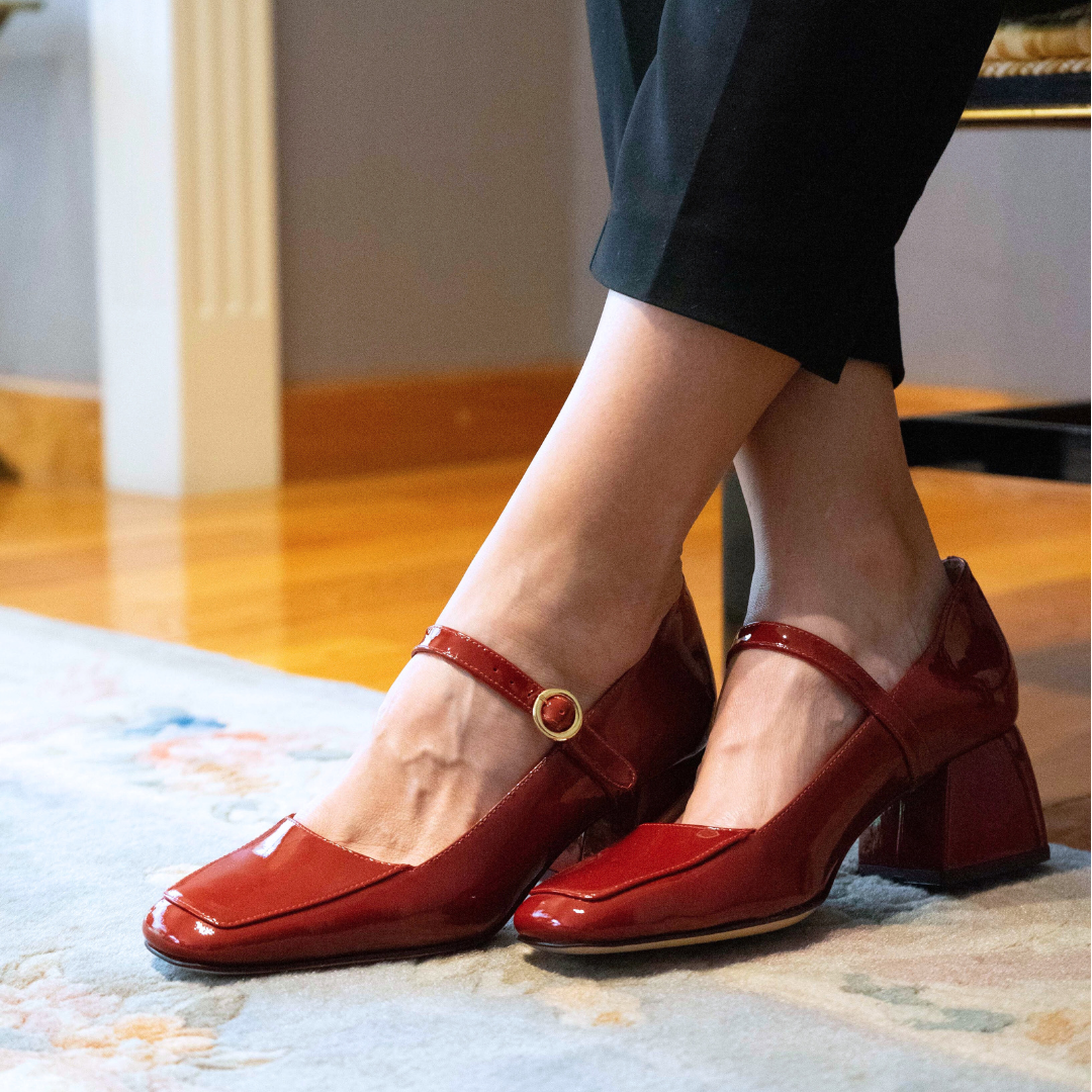 MATI 50 - Patent Cherry Regina Romero Low Heel Sneaker Shoe for Women in Leather