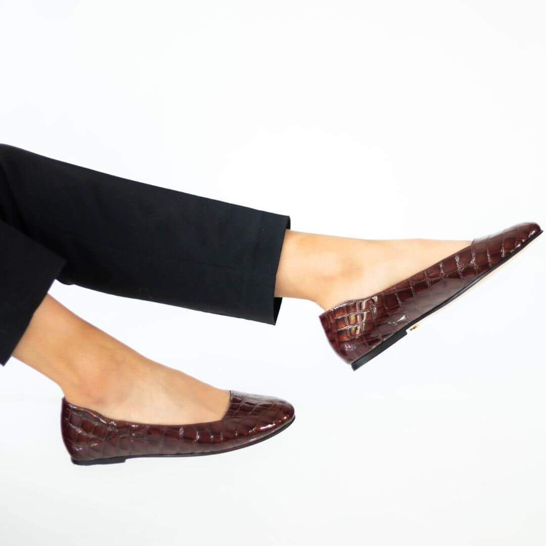 GILDA - Black and Chai Regina Romero Flat Ballerina Shoe for Lady in Leather