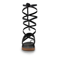 ASHA - Black Regina Romero Resort Flat Sandal Shoe for Lady in Leather