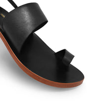 ASHA - Black Regina Romero Resort Flat Sandal Shoe for Lady in Leather