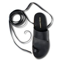 ASHA - Black Regina Romero Resort Flat Sandal Shoe for Lady in Leather