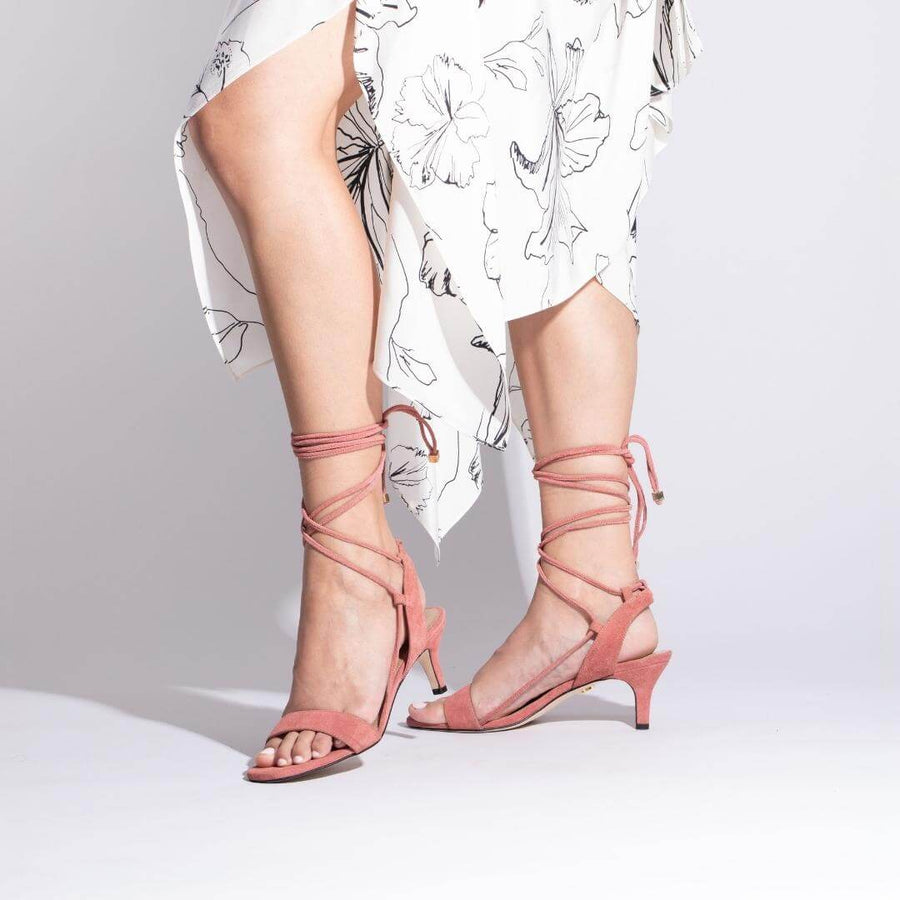 MAI 60 - Suede Coral Regina Romero Shoe Sandal Slipper Low Heel for Lady in Leather