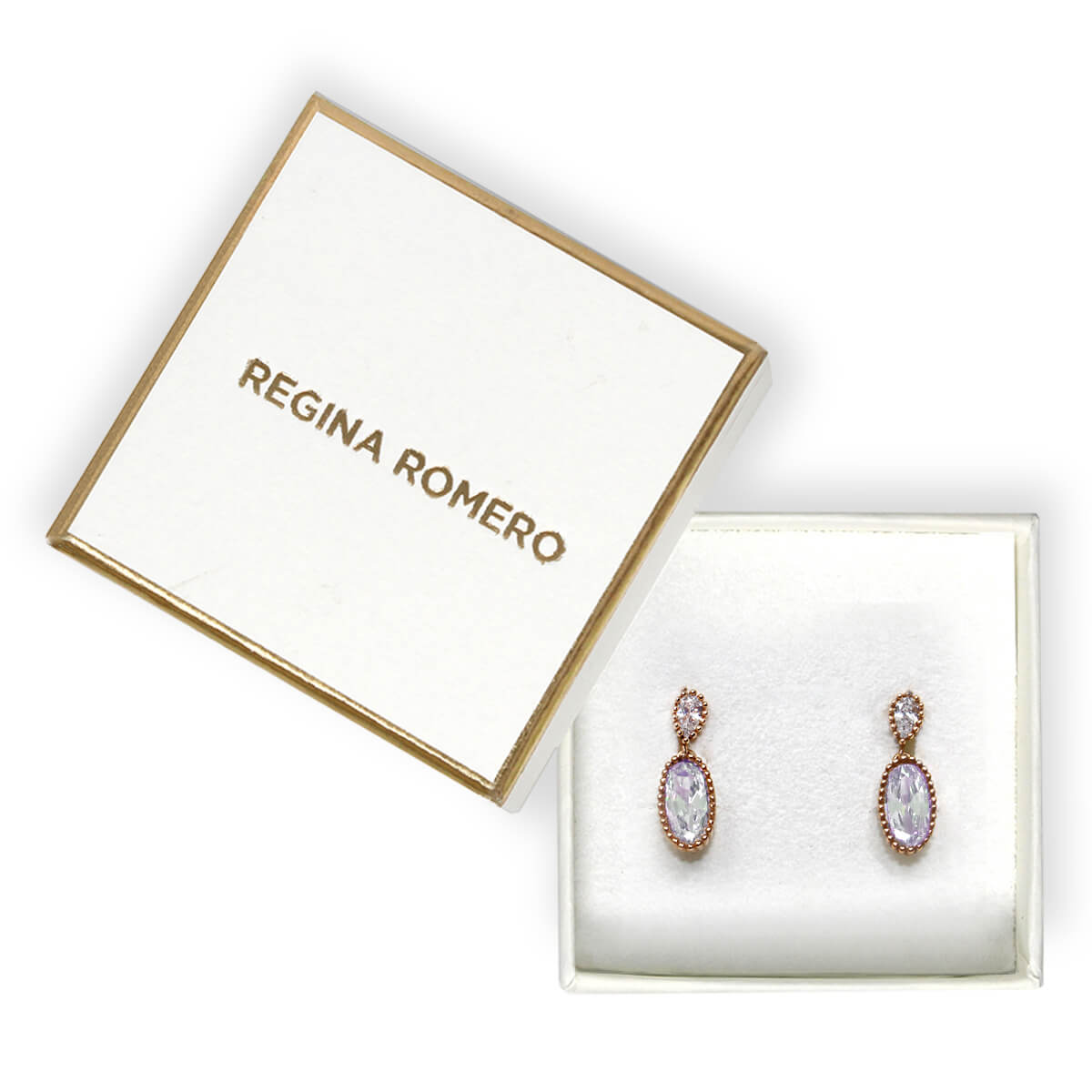ARETES AMBERES - Cristal y Dorado Regina Romero  Arete Para Dama