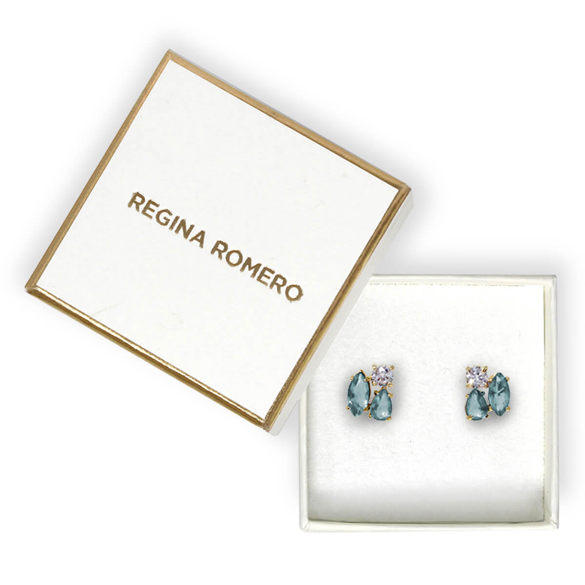 ARETES BUDAPEST - Turquesa y Color Oro Claro Regina Romero  Arete Para Dama