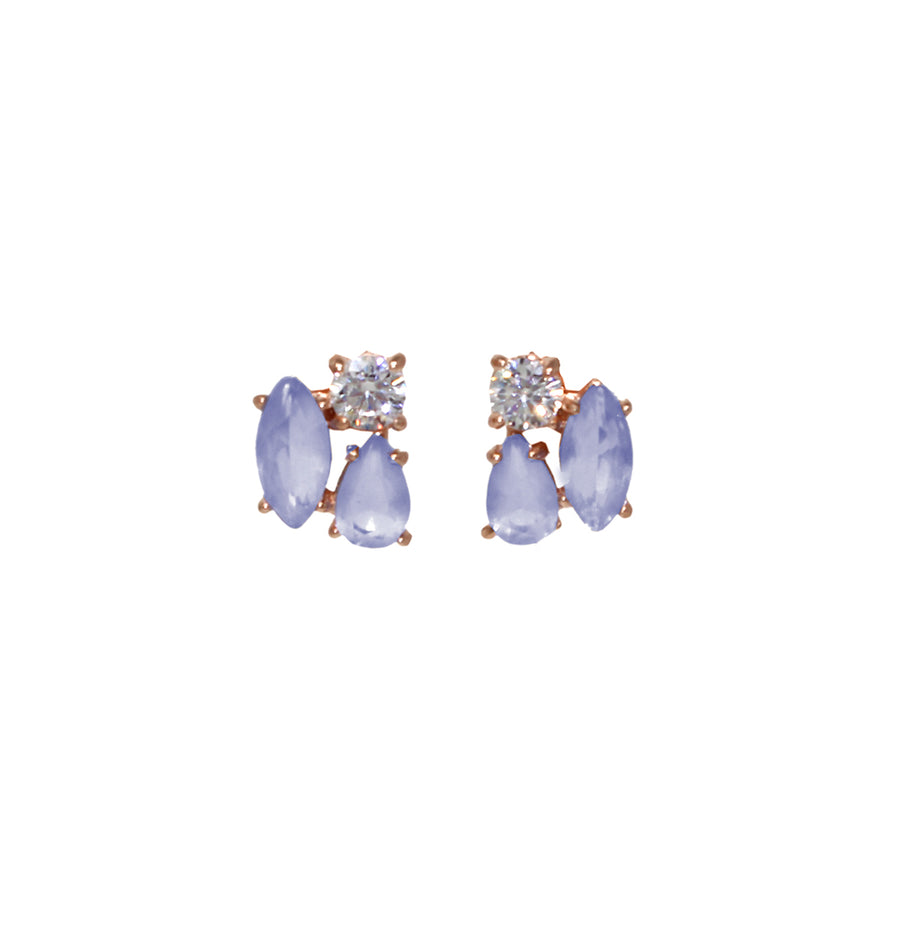 ARETES BUDAPEST - Lila y Color Oro Rosa Regina Romero  Arete Para Dama