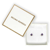 ARETES SOFIA - Cristal Color Amatista y Dorado Regina Romero  Arete Para Dama