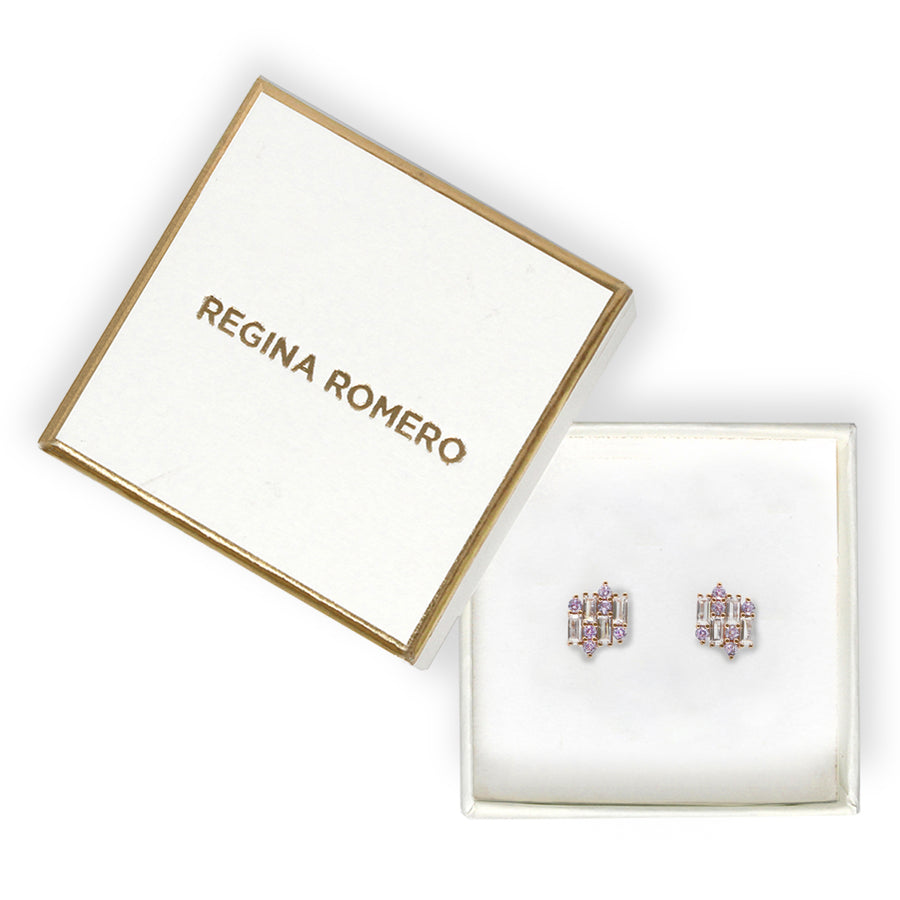 ARETES VARSOVIA - Lila y Oro Claro Regina Romero  Arete Para Dama