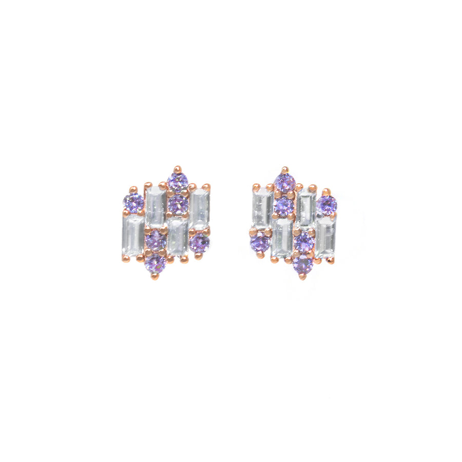 ARETES VARSOVIA - Lila y Oro Rosado Regina Romero  Arete Para Dama