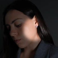 ARETES VARSOVIA - Lila y Oro Rosado Regina Romero  Arete Para Dama
