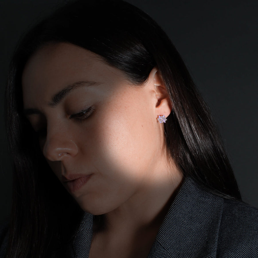 ARETES VARSOVIA - Lila y Oro Rosado Regina Romero  Arete Para Dama