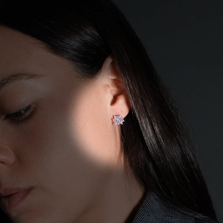 ARETES VARSOVIA - Lila y Oro Rosado Regina Romero  Arete Para Dama
