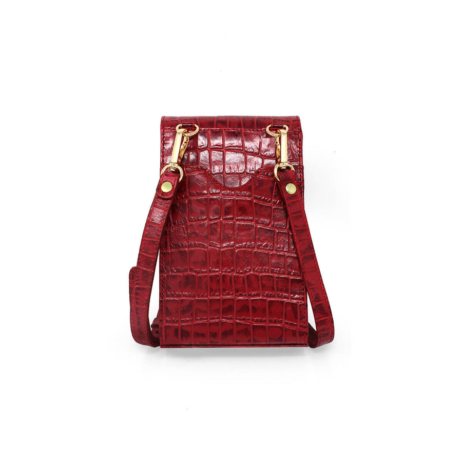AMARA - Rojo Regina Romero Accesorio Porta Celulares Para Dama en Piel
