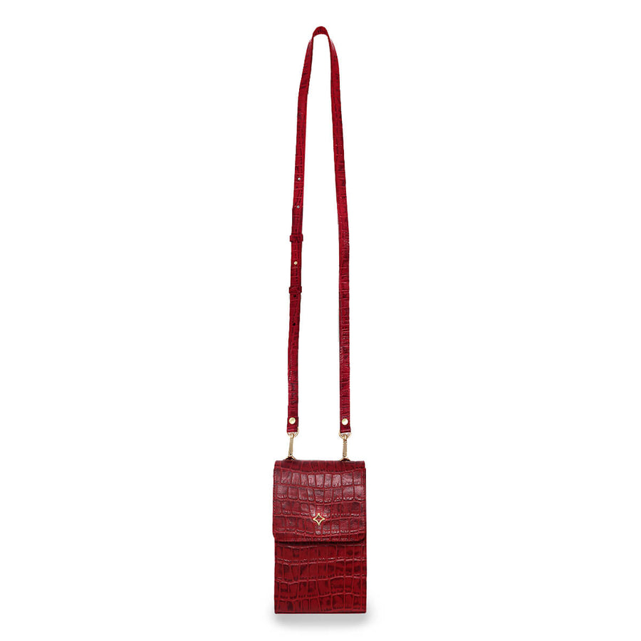 AMARA - Rojo Regina Romero Accesorio Porta Celulares Para Dama en Piel