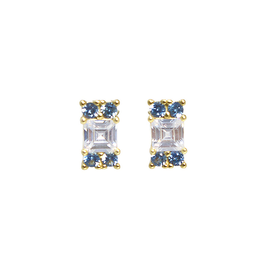ARETES CORDOBA - Color Zafiro Marino y Cuarzo Regina Romero  Arete Para Dama