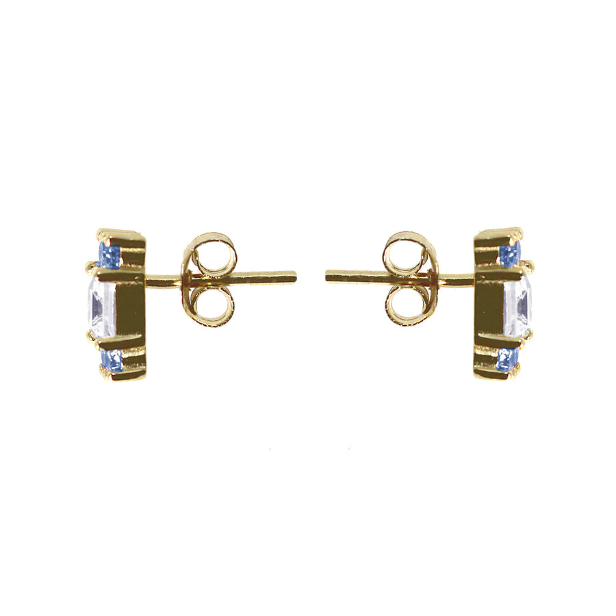ARETES CORDOBA - Color Zafiro Marino y Cuarzo Regina Romero  Arete Para Dama
