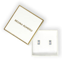 ARETES CORDOBA - Color Zafiro Marino y Cuarzo Regina Romero  Arete Para Dama