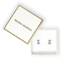 CORDOBA - Color Zafiro Marino y Oro Rosado Regina Romero  Arete Para Dama