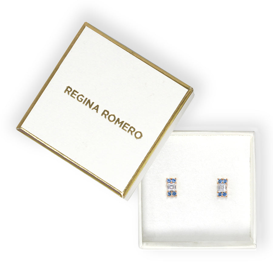 CORDOBA - Color Zafiro Marino y Oro Rosado Regina Romero  Arete Para Dama