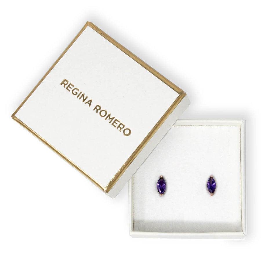 LYON EARRINGS - Amethyst and Gold Color Crystal Regina Romero Women's Earring