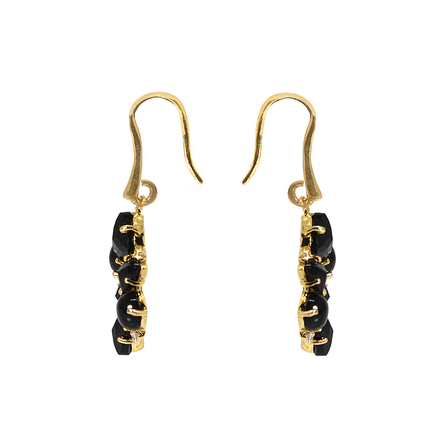 ARETES SANTORINI - Negro Onix y Dorado Regina Romero  Arete Para Dama