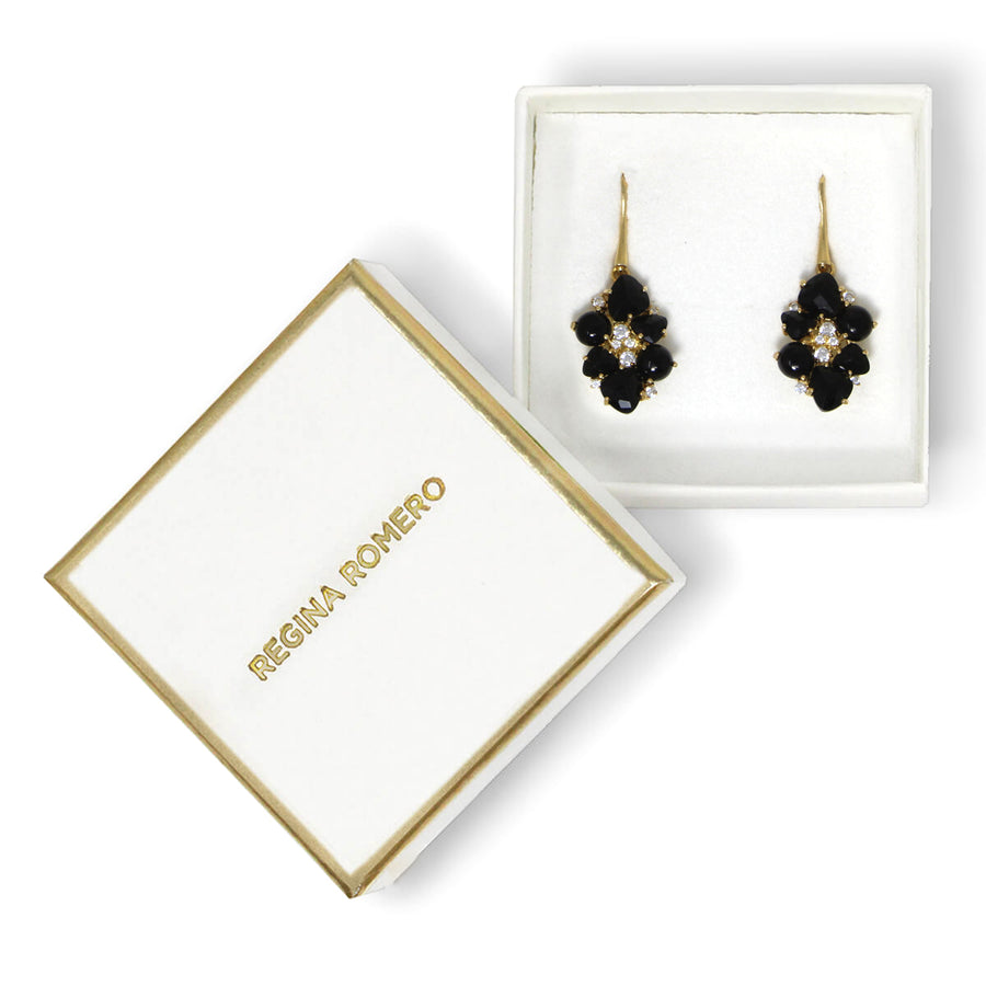 ARETES SANTORINI - Negro Onix y Dorado Regina Romero  Arete Para Dama