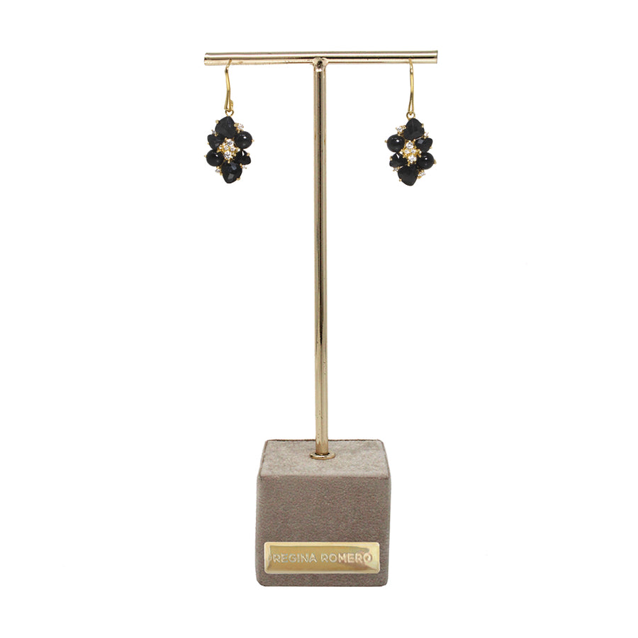 ARETES SANTORINI - Negro Onix y Dorado Regina Romero  Arete Para Dama