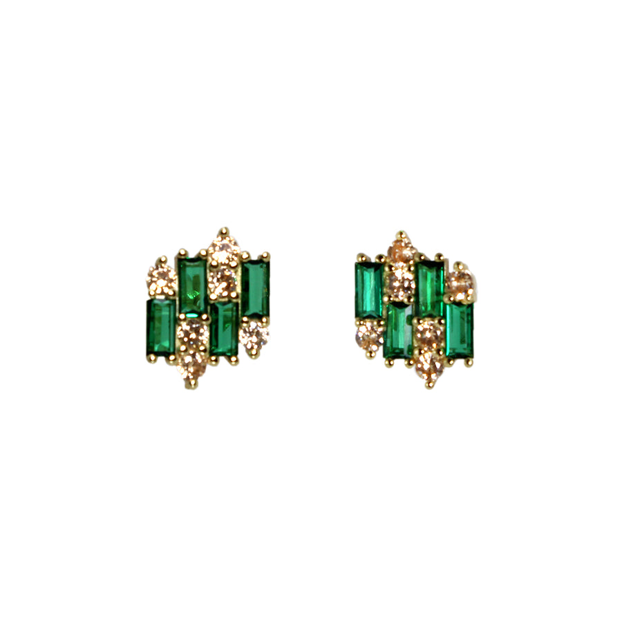 ARETES VARSOVIA - Verde Esmeralda y Dorado Regina Romero  Arete Para Dama