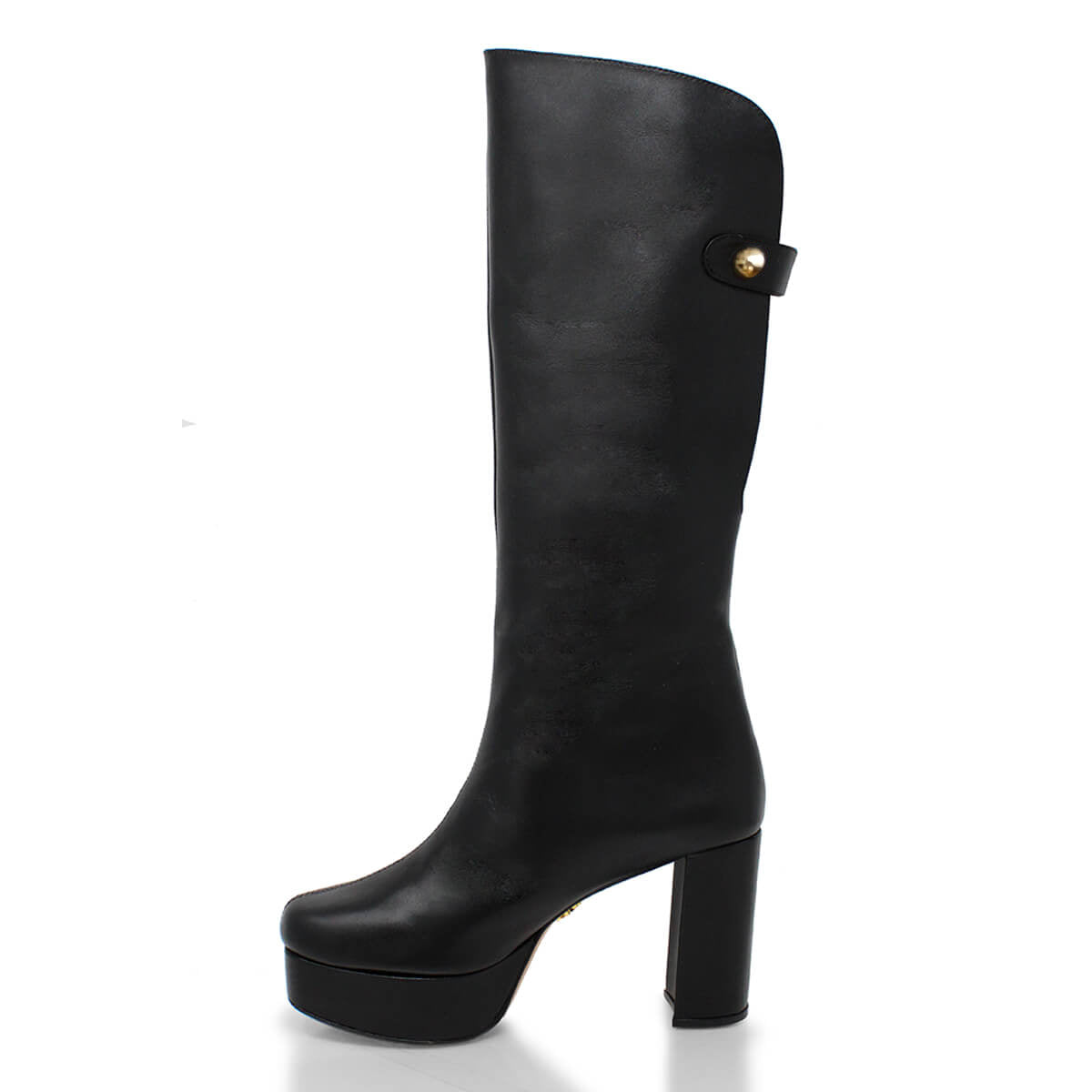 ALISHA 95 - Black Regina Romero High Heel Platform Ankle Boot Shoe for Women in Leather