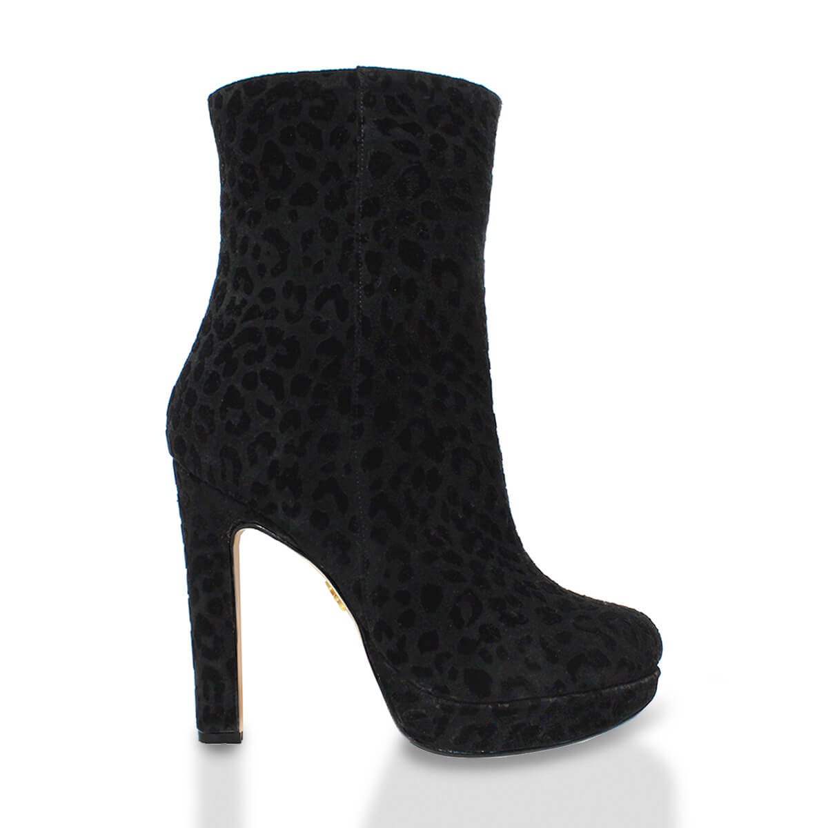 ALIX 120 - Black Print Regina Romero High Heel Platform Ankle Boot Shoe for Women in Leather