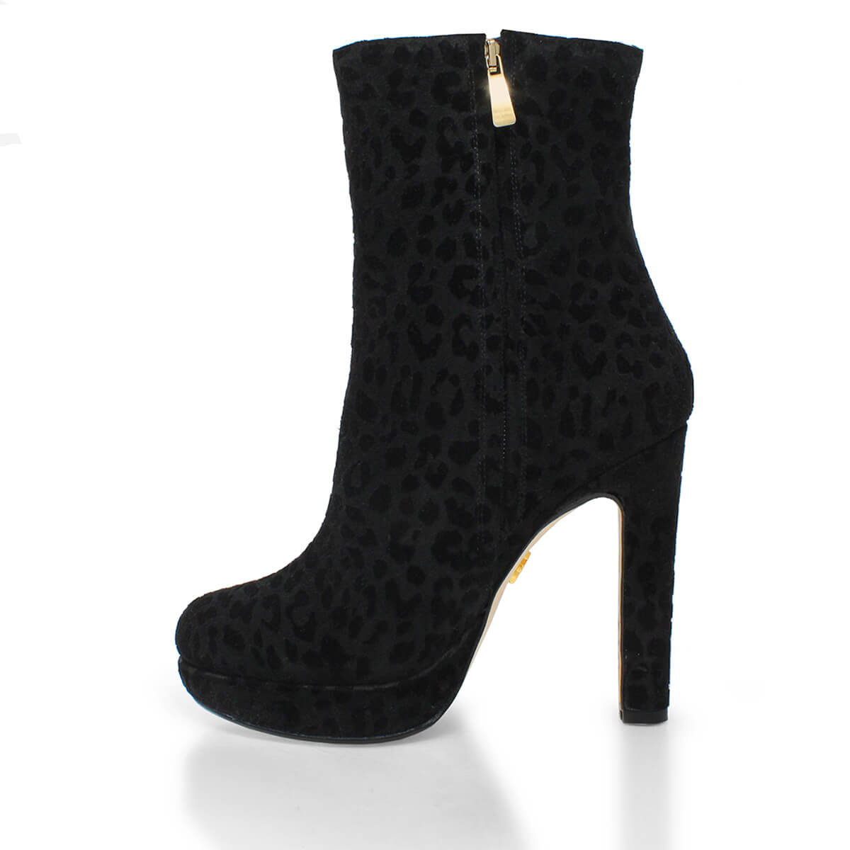 ALIX 120 - Black Print Regina Romero High Heel Platform Ankle Boot Shoe for Women in Leather