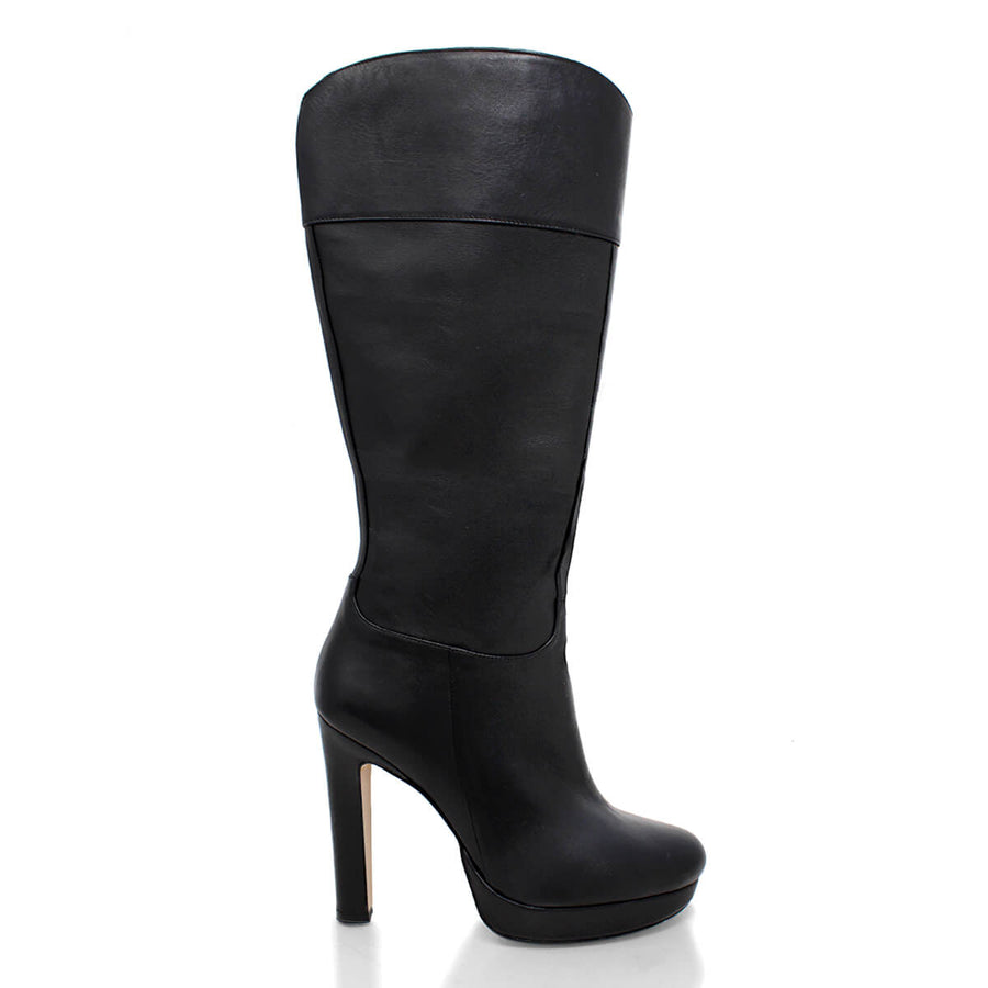 ANGELA 120 - Negro Regina Romero Zapato Bota Larga Tacon Alto Para Dama en Piel