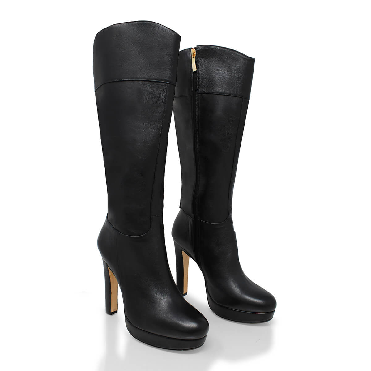 ANGELA 120 - Negro Regina Romero Zapato Bota Larga Tacon Alto Para Dama en Piel