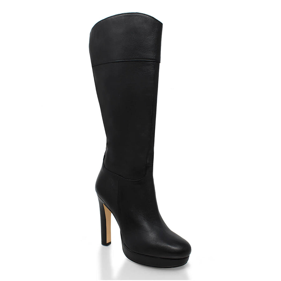 ANGELA 120 - Negro Regina Romero Zapato Bota Larga Tacon Alto Para Dama en Piel