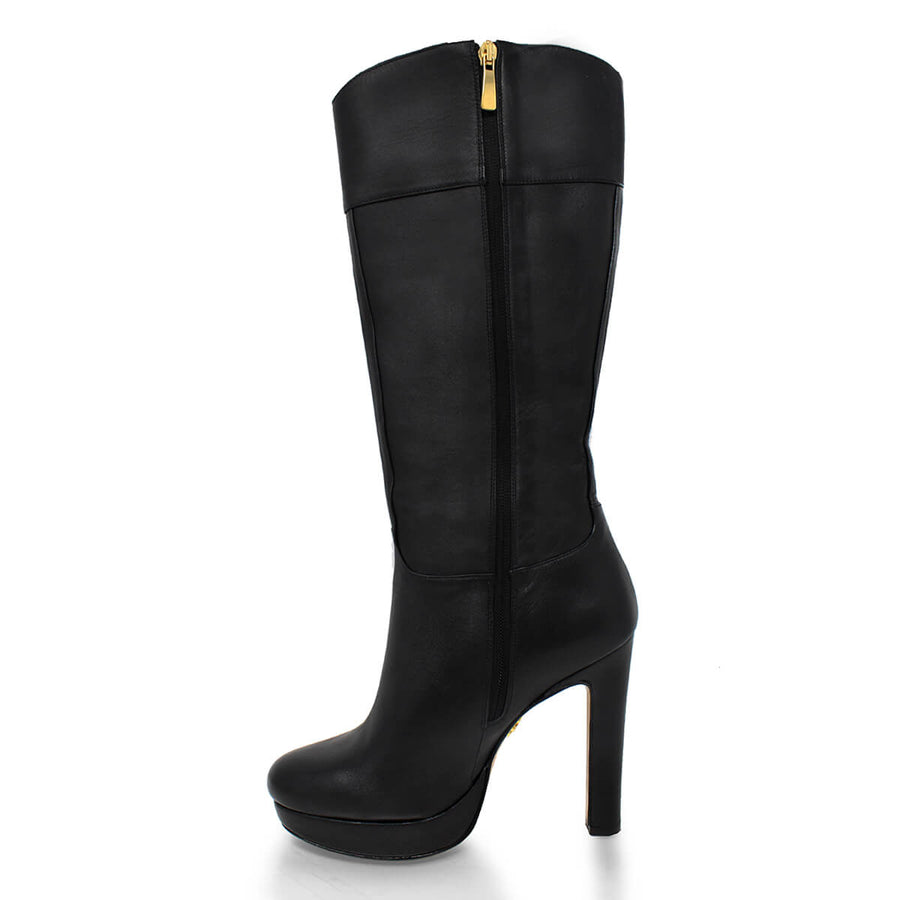 ANGELA 120 - Negro Regina Romero Zapato Bota Larga Tacon Alto Para Dama en Piel