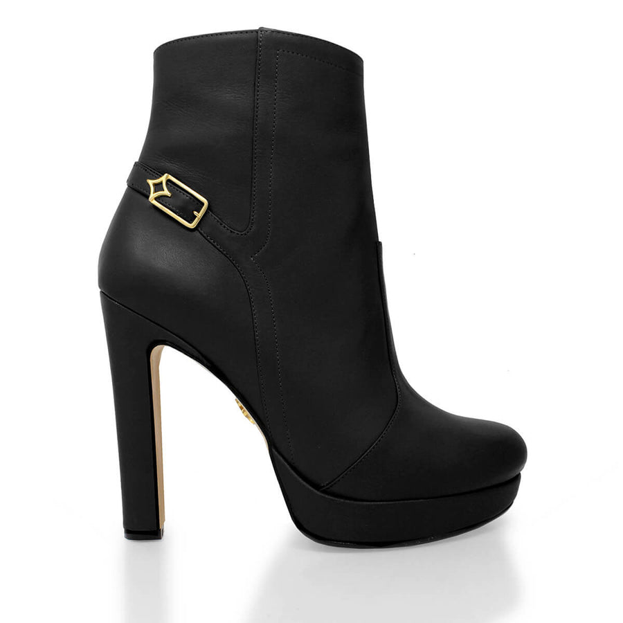 APOLONIA 120 - Negro Regina Romero Zapato Bota Botin Plataforma Tacon Alto Para Dama en Piel