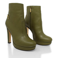 APOLONIA 120 - Khaki Regina Romero Zapato Bota Botin Plataforma Tacon Alto Para Dama en Piel