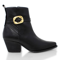 AUSTIN 60 - Negro Regina Romero Zapato Bota Botin Tacon Bajo Para Dama en Piel