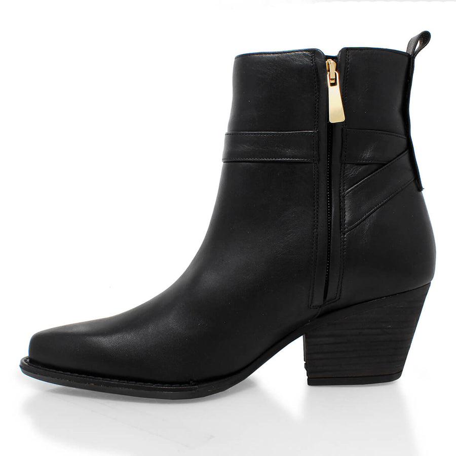 AUSTIN 60 - Negro Regina Romero Zapato Bota Botin Tacon Bajo Para Dama en Piel