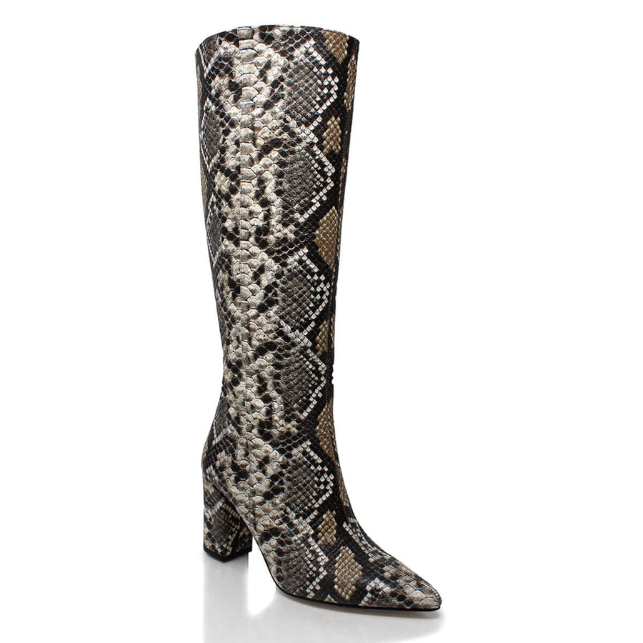 BROOKLYN 75 - Beige Regina Romero Zapato Bota Larga Tacon Alto Para Dama en Piel