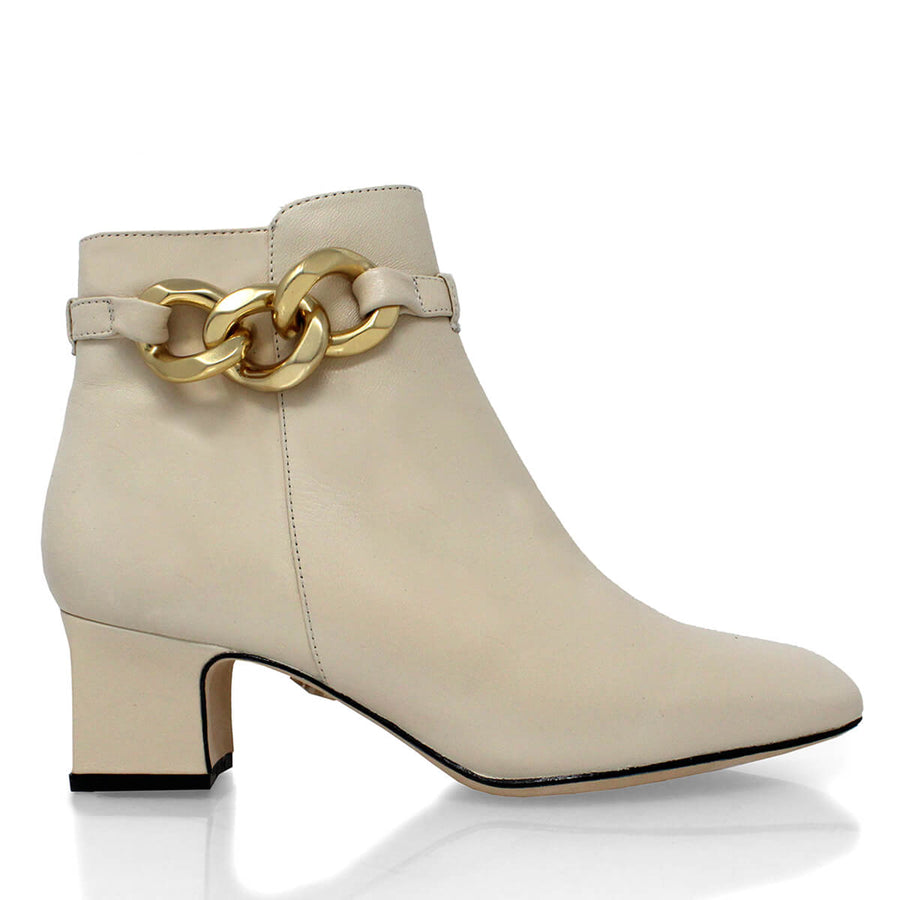 CECILE 45 - Latte Regina Romero Zapato Bota Botin Tacon Bajo Para Dama en Piel
